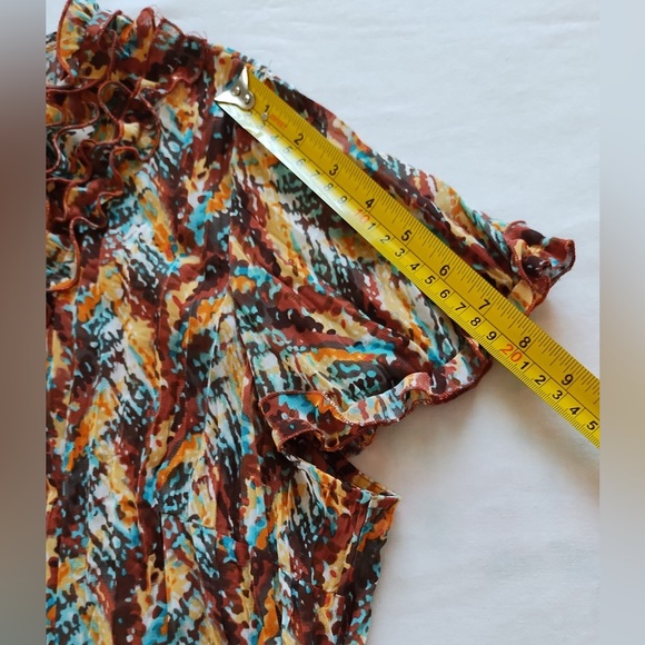 Notations Women’s multicolor Ruffle Tunic V Neck Flutter Sleeve Top XL - Picture 9 of 10